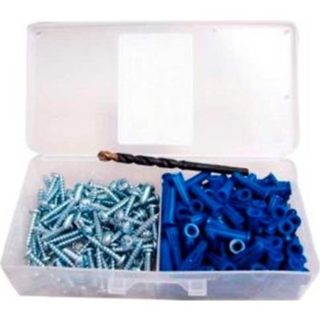 SARJO INDUSTRIES Plastic Anchors & Screws W/Masonry Bits, Small Drawer Assortment, 12 Items, 704 Pieces FK17000